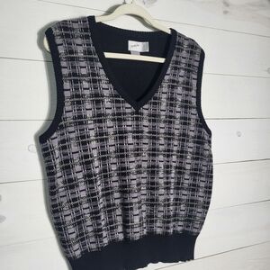 Merino Wool Sweater Vest Preppy Plaid V-Neck Grandpacore Unisex